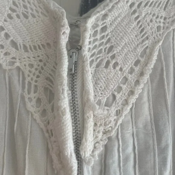 VINTAGE 70’S MEXICAN WEDDING DRESS in White Cotton SZ: XS/S