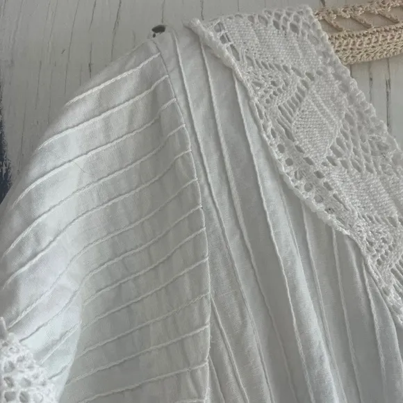 VINTAGE 70’S MEXICAN WEDDING DRESS in White Cotton SZ: XS/S