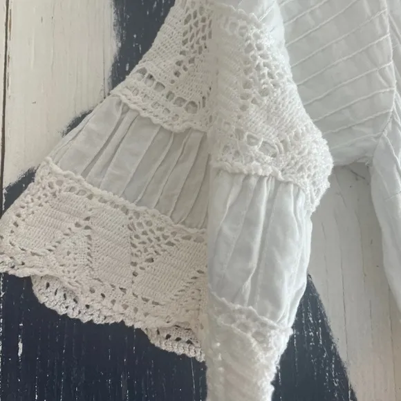 VINTAGE 70’S MEXICAN WEDDING DRESS in White Cotton SZ: XS/S