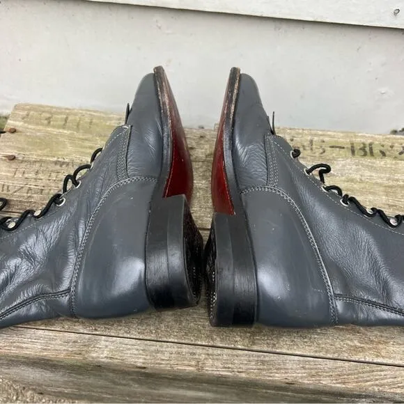 Vintage 80s 90s Justin Roper Gray Lace Up Kilte Fringe Toe Cowgirl Western Boots