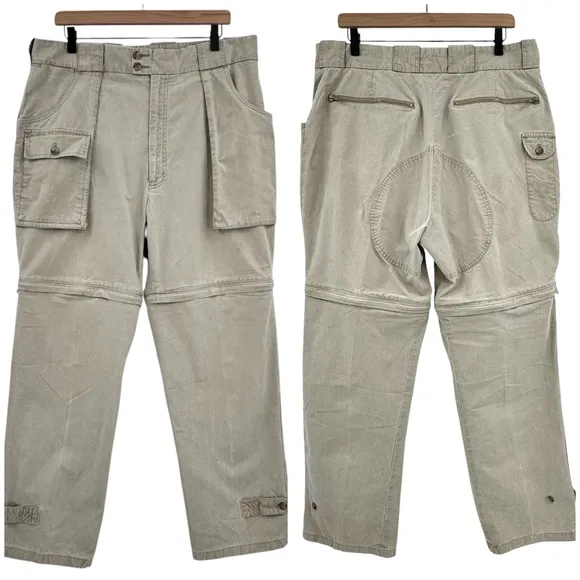 Vintage 80s/90s Banana Republic Cargo Pants Convertible Shorts/Pants Tan | 36&quot;