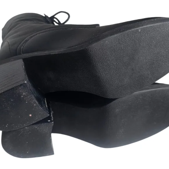 Vintage 90s Apostrophe Black Leather Lace Up Ankle Boot Square Toe Size 9