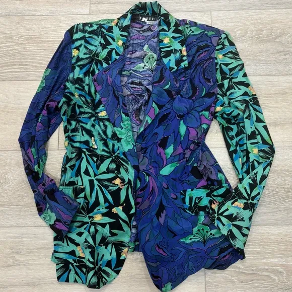 Vintage 90s Beaded Sequin Floral Blazer