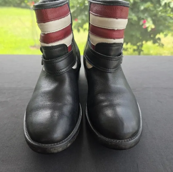 Vintage 90s Catwalk Star Studded American Flag Moto Boots