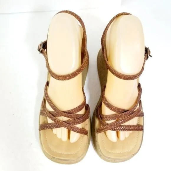 Vintage 90s epic platform braided strap sandals 9