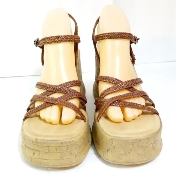 Vintage 90s epic platform braided strap sandals 9