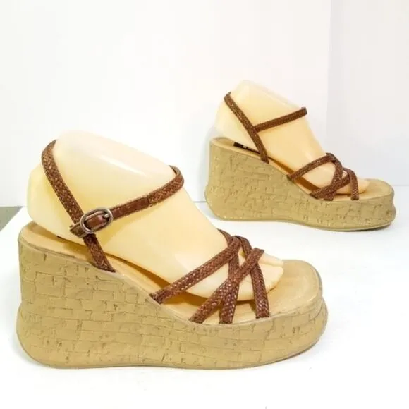 Vintage 90s epic platform braided strap sandals 9