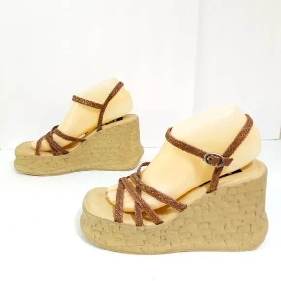 Vintage 90s epic platform braided strap sandals 9