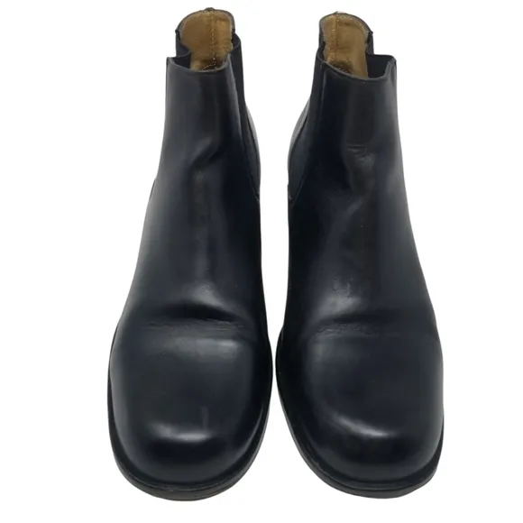 Vintage 90's Guess Black Leather Square Toe Boots Runway Friends Rachel Crawford
