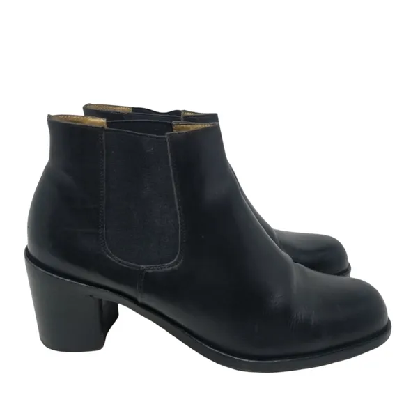 Vintage 90's Guess Black Leather Square Toe Boots Runway Friends Rachel Crawford