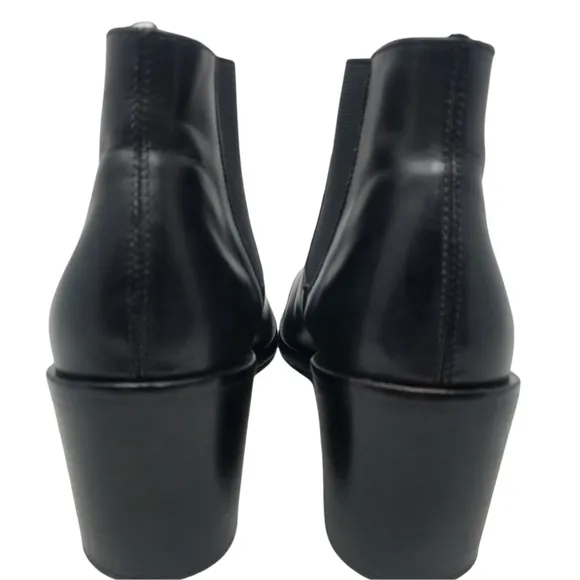 Vintage 90's Guess Black Leather Square Toe Boots Runway Friends Rachel Crawford