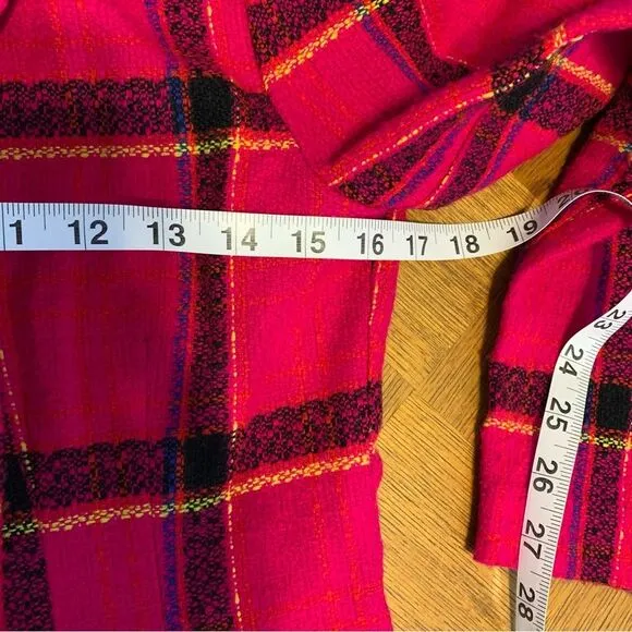 Vintage 90s Hot Pink Plaid Blazer Double Breasted Lois Snyder Dani Max Size 6
