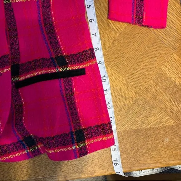 Vintage 90s Hot Pink Plaid Blazer Double Breasted Lois Snyder Dani Max Size 6