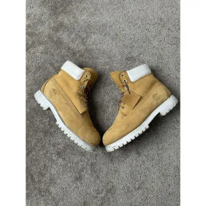 Vintage 90s Mens Boots Timberland 27015 White Trim Y2K Streetwear, Size US 8