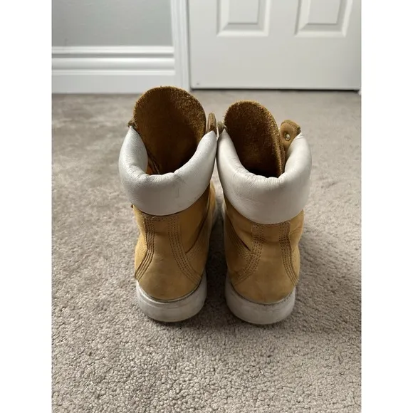 Vintage 90s Mens Boots Timberland 27015 White Trim Y2K Streetwear, Size US 8