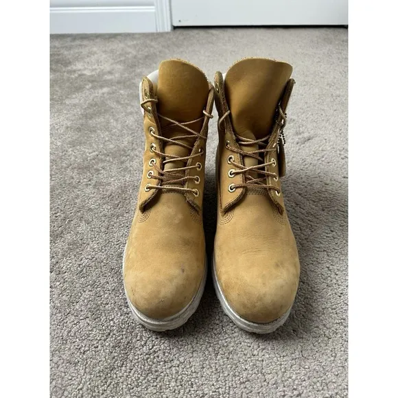 Vintage 90s Mens Boots Timberland 27015 White Trim Y2K Streetwear, Size US 8