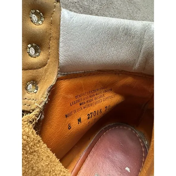 Vintage 90s Mens Boots Timberland 27015 White Trim Y2K Streetwear, Size US 8