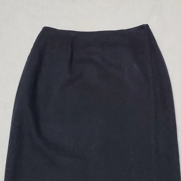 VINTAGE 90s Nine &amp; Company Black Wool Blanket Print Fringe Trim Maxi Wrap Skirt
