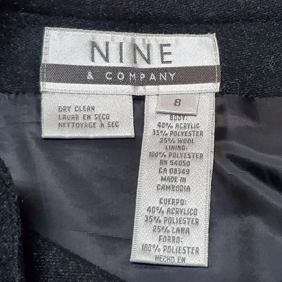 VINTAGE 90s Nine &amp; Company Black Wool Blanket Print Fringe Trim Maxi Wrap Skirt