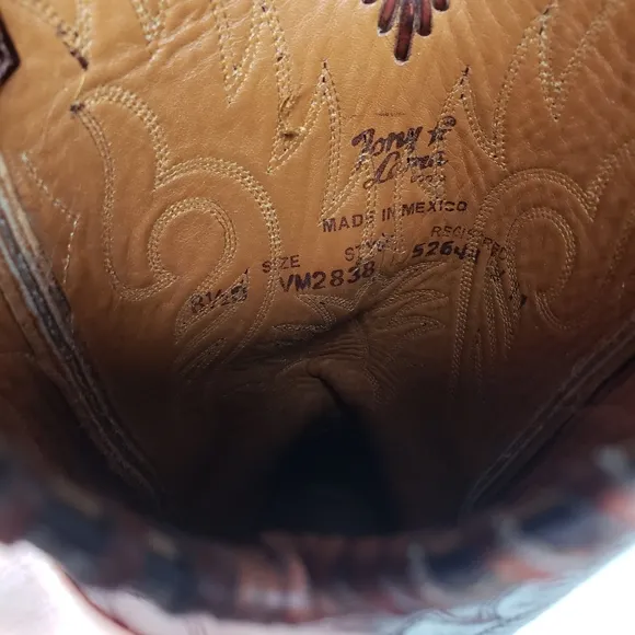 Vintage 90s Tony lama made in mexico cowboy boots size 8.5 D beautiful brown