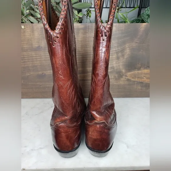 Vintage 90s Tony lama made in mexico cowboy boots size 8.5 D beautiful brown