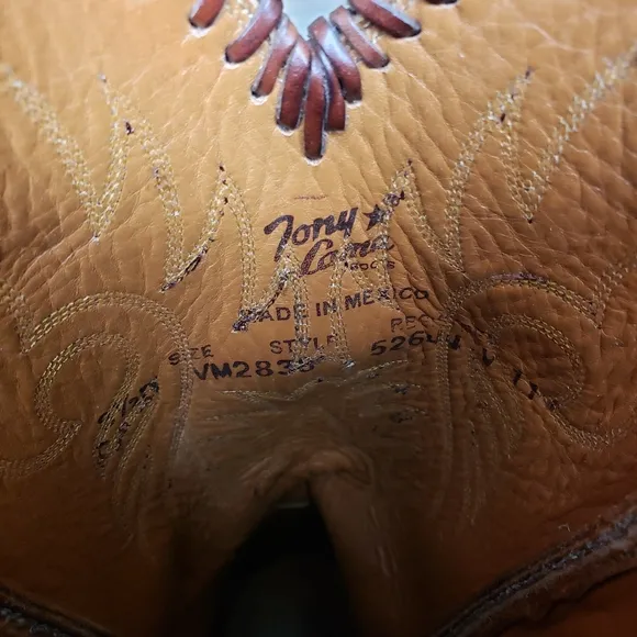 Vintage 90s Tony lama made in mexico cowboy boots size 8.5 D beautiful brown