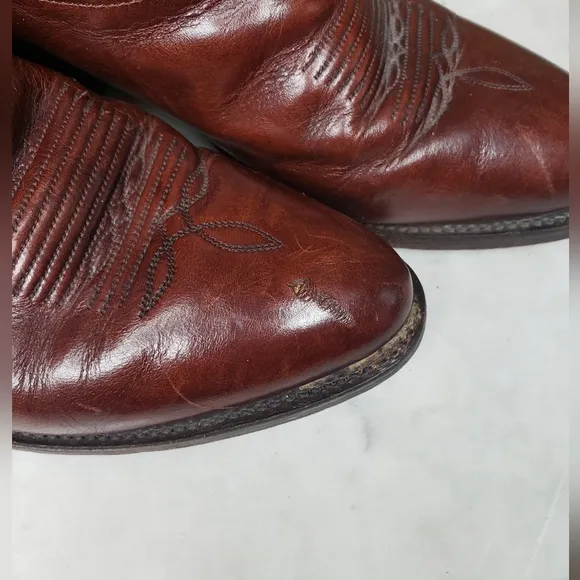 Vintage 90s Tony lama made in mexico cowboy boots size 8.5 D beautiful brown