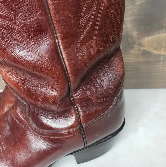 Vintage 90s Tony lama made in mexico cowboy boots size 8.5 D beautiful brown