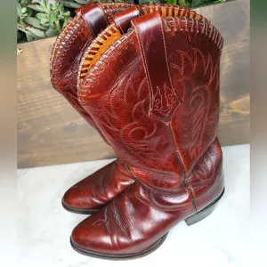 Vintage 90s Tony lama made in mexico cowboy boots size 8.5 D beautiful brown