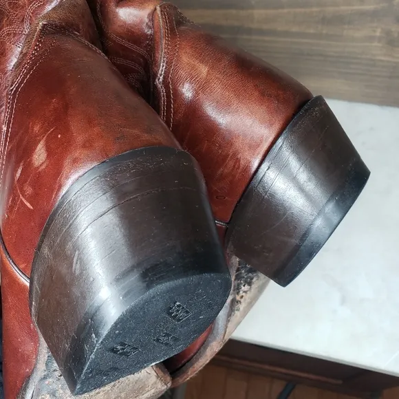 Vintage 90s Tony lama made in mexico cowboy boots size 8.5 D beautiful brown