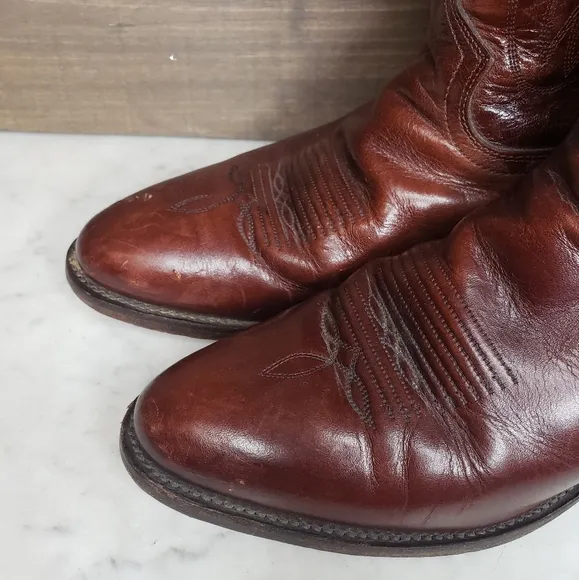 Vintage 90s Tony lama made in mexico cowboy boots size 8.5 D beautiful brown