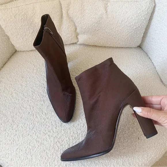 Vintage 90s Via Spiga Brown Metallic Almond Toe Ankle Boots 36 6