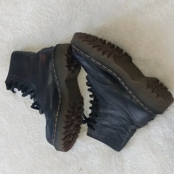 Vintage 90s Y2K Dr. Martens Black Leather Moto Combat Lace Up Boots