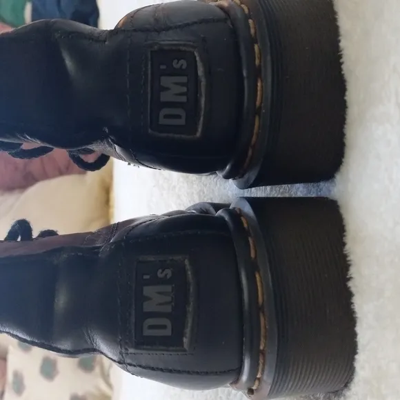 Vintage 90s Y2K Dr. Martens Black Leather Moto Combat Lace Up Boots