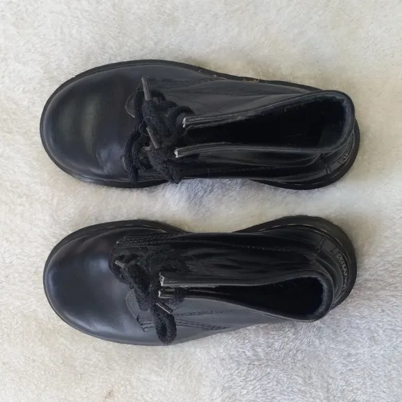 Vintage 90s Y2K Dr. Martens Black Leather Moto Combat Lace Up Boots