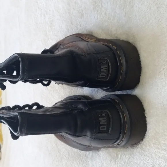 Vintage 90s Y2K Dr. Martens Black Leather Moto Combat Lace Up Boots