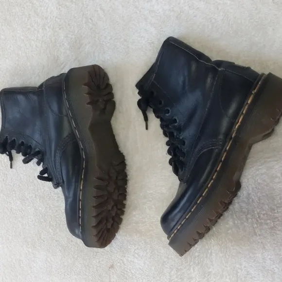 Vintage 90s Y2K Dr. Martens Black Leather Moto Combat Lace Up Boots
