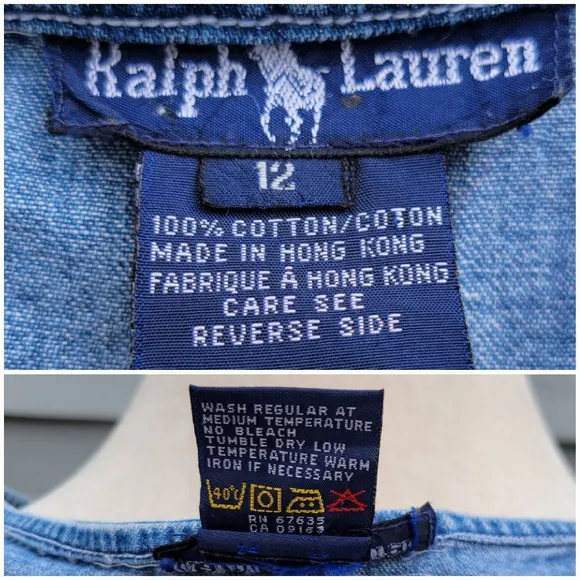 Vintage 90s y2k Ralph Lauren Pearl Snap Boho Western Blue Denim Shirt Dress 12