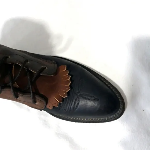 Vintage Abilene Boot Co. Leather Boots Lace Up Black and Brown Size 7 1/2 M