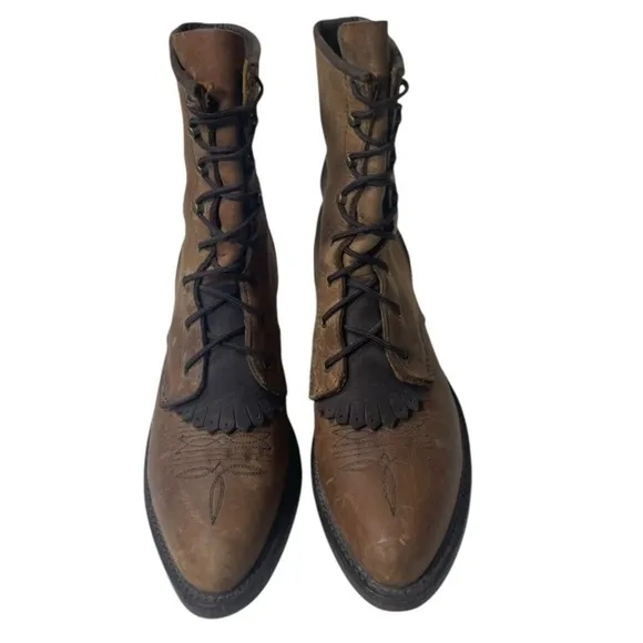 Vintage Abilene Boot Co  Women’s Brown Leather Western Lace Roper Boots