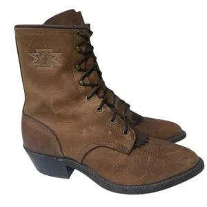 Vintage Abilene Boot Co  Women’s Brown Leather Western Lace Roper Boots