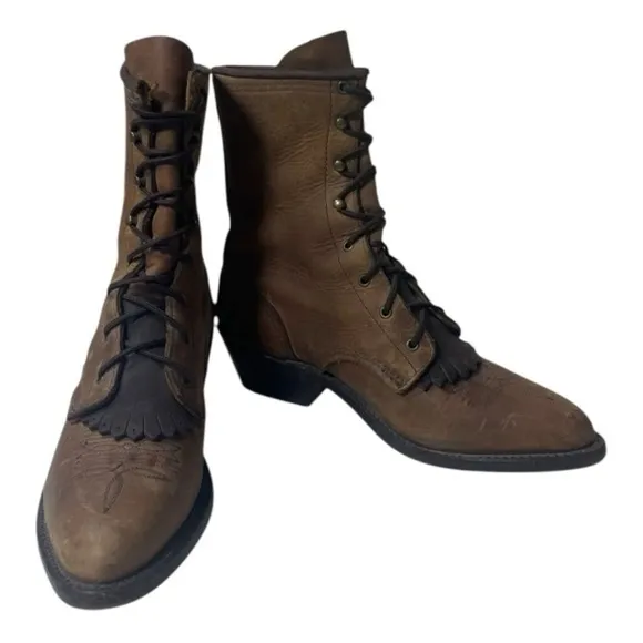 Vintage Abilene Boot Co  Women’s Brown Leather Western Lace Roper Boots