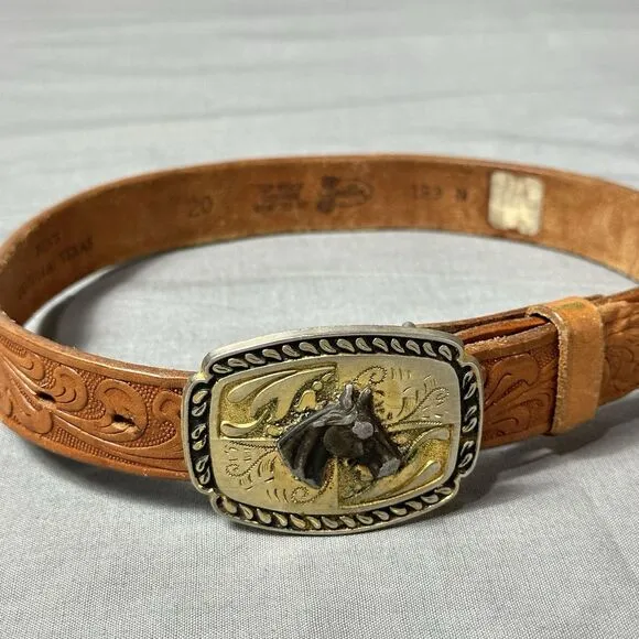 Vintage Acme Boots Kids Brown Suede Leather Cowboy Rancher Western Belt Included