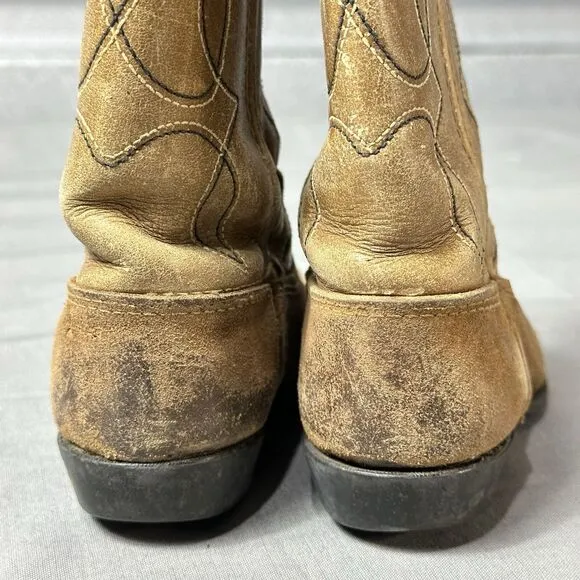Vintage Acme Boots Kids Brown Suede Leather Cowboy Rancher Western Belt Included