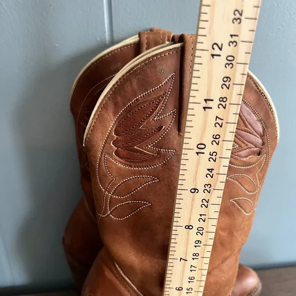 Vintage Acme Brown Leather Cowboy Boots Women's 6.5M Western Boho Chic Heeled