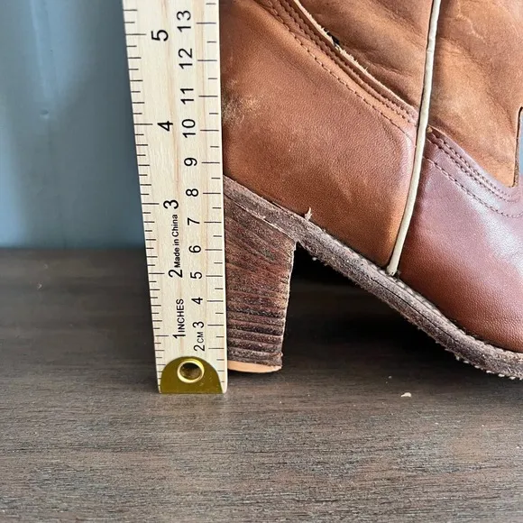 Vintage Acme Brown Leather Cowboy Boots Women's 6.5M Western Boho Chic Heeled