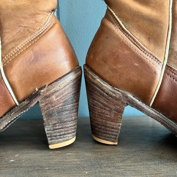 Vintage Acme Brown Leather Cowboy Boots Women's 6.5M Western Boho Chic Heeled