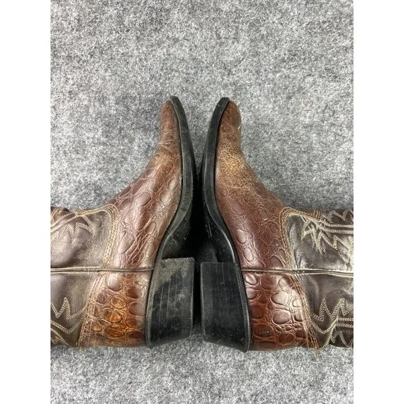 Vintage Acme Cowboy Boots Women's 6D Alligator Brown Leather USA Made 2343
