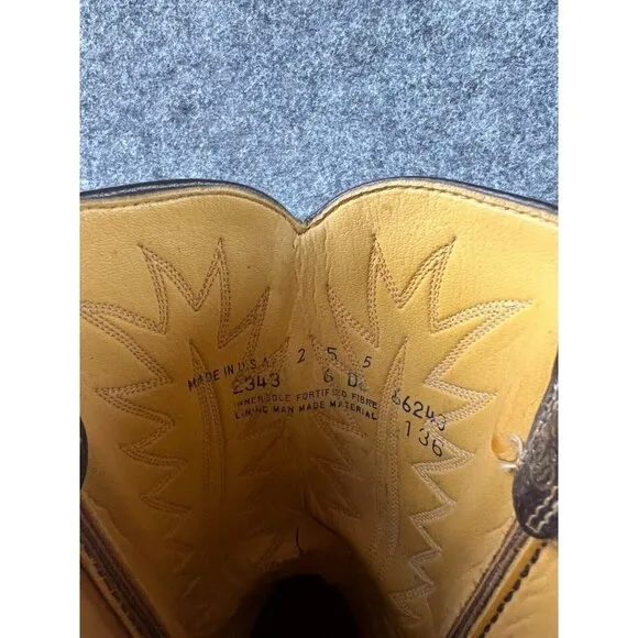 Vintage Acme Cowboy Boots Women's 6D Alligator Brown Leather USA Made 2343