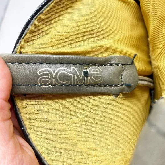 Vintage Acme Gray Leather Western Boots Women's Size 6.5 Pull On Made in USA
